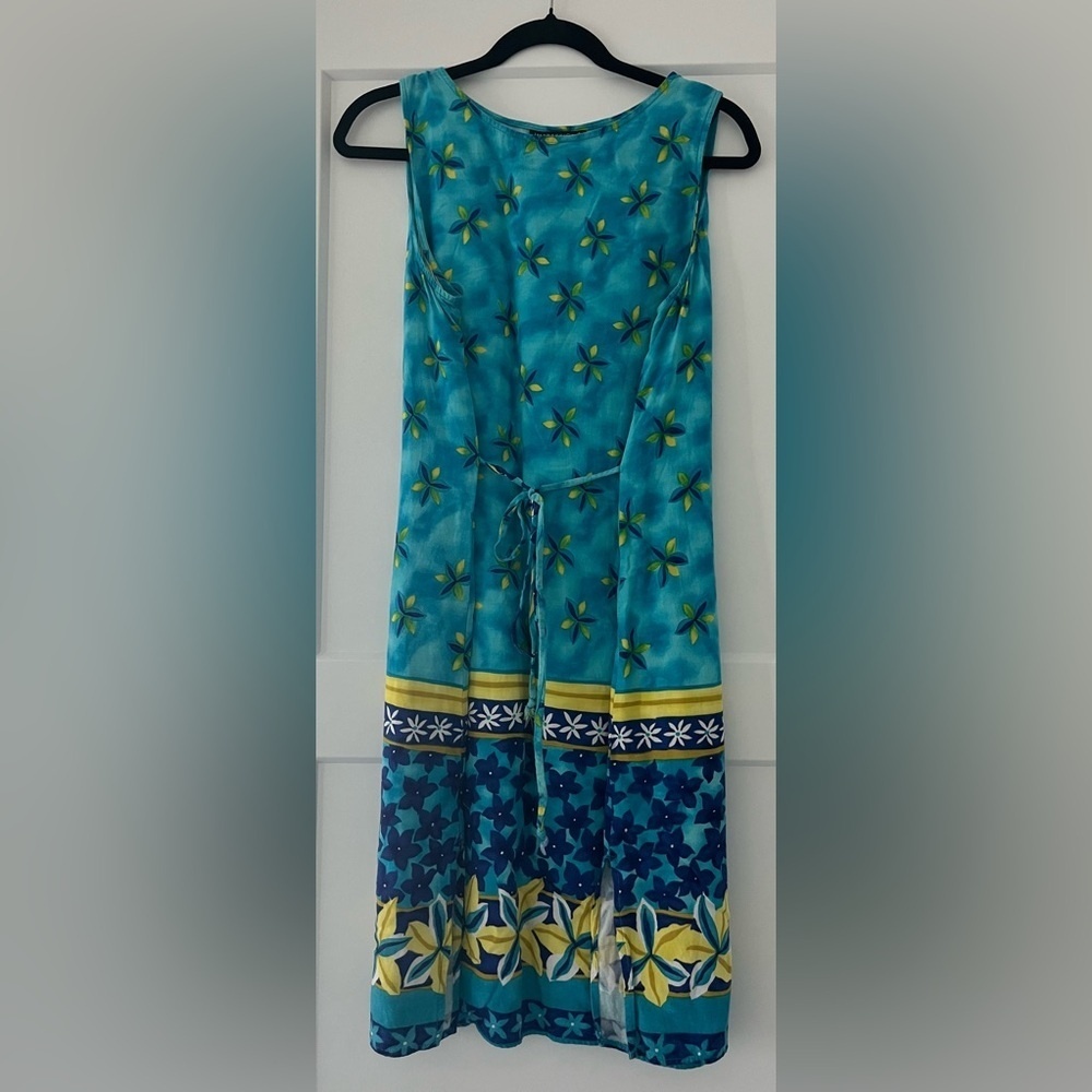Impressions Blue and Yellow Floral Dress, XL